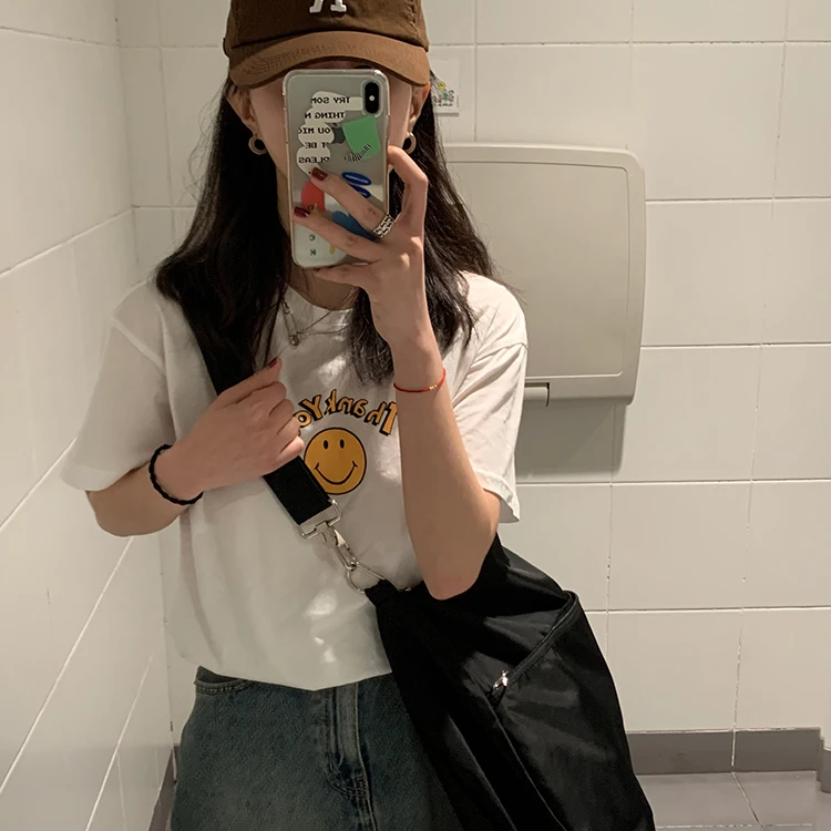 Женская хлопковая футболка с коротким рукавом и круглым вырезом принтом