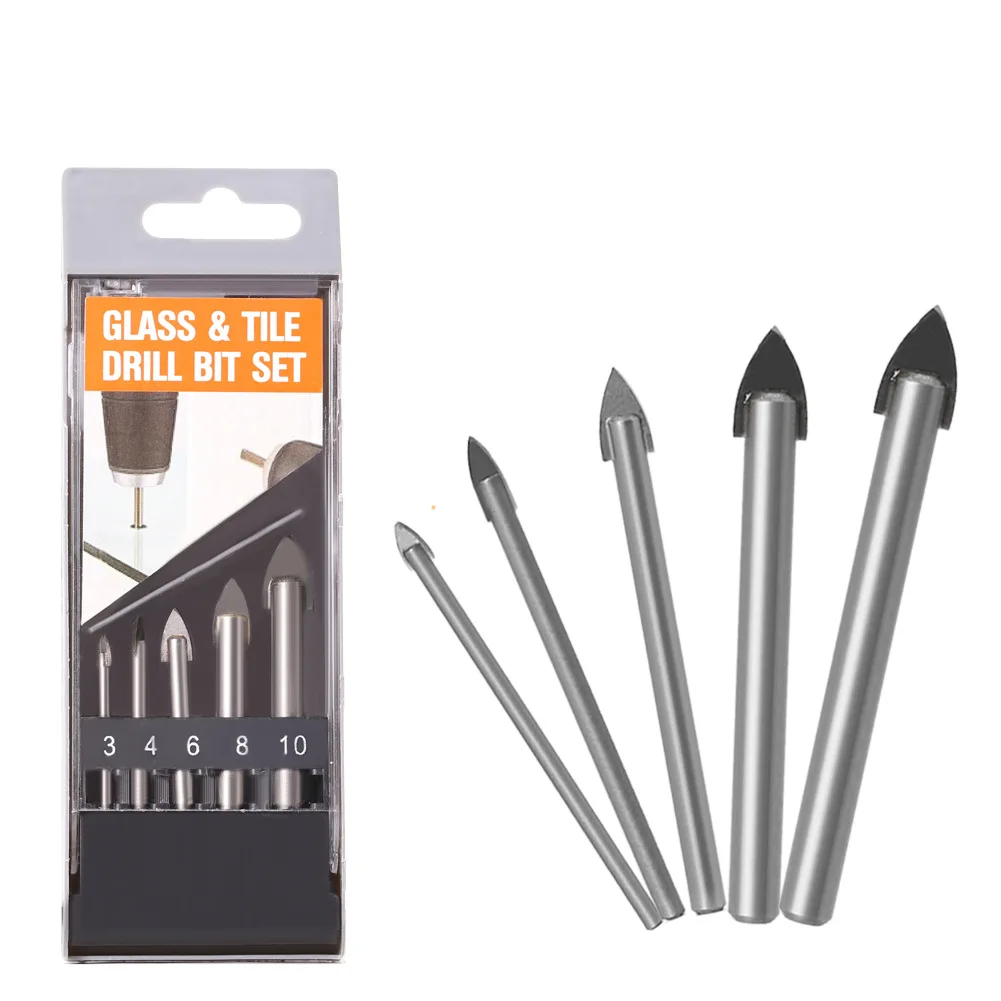 

5pcs/Set 3-10mm Glass Bits Round Shank Glass Drill Bit Set Wall Tile Ceramic Marble Hole Glass Hole Saws Tools Accessories