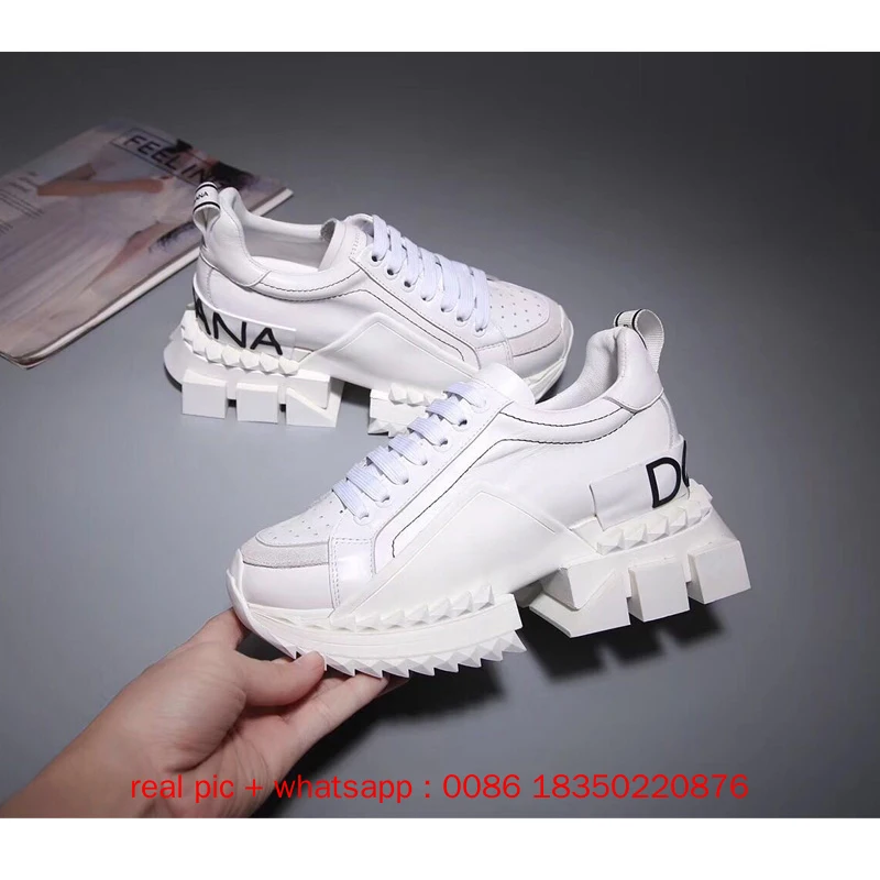 

2021New Female Genuine Leather Chunky Sneaker Mixed Color Lace Up Casual Shoes Women Shoe Platform Thick Sole Running shoes