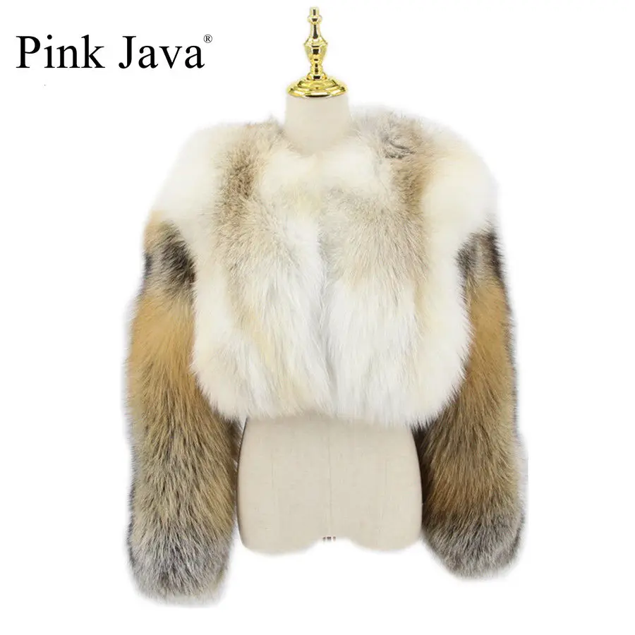 Новое поступление Женское зимнее пальто розового цвета искусственный Лисий мех