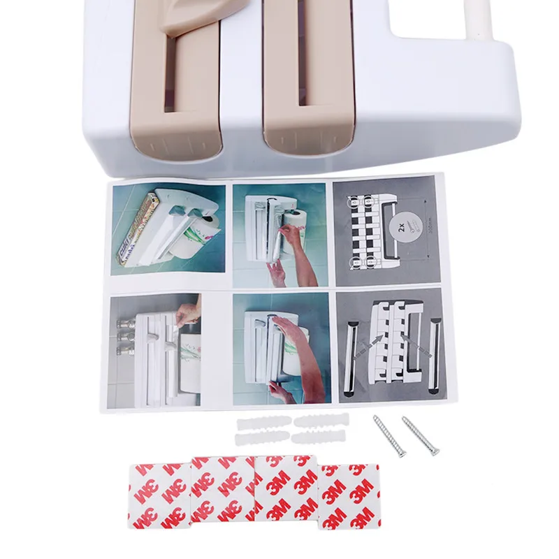

Wall-Mount Paper Towel Holder Sauce Bottle Rack 4 In 1 Cling Film Cutting Holder Mutifunction Kitchen Organizer