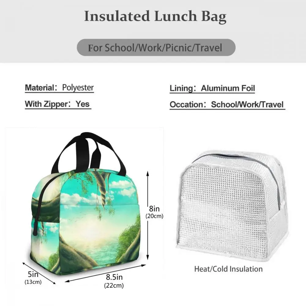 

Two Trees Forming A Heart Lunch Bag Portable Insulated Thermal Cooler Bento Lunch Box Tote Picnic Storage Bag Pouch