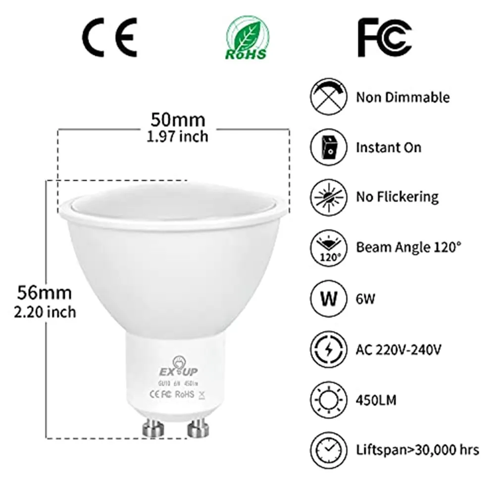 

Vintage Spotlights GU10 Energy Saving Bulb AC220 Real Power 6w Flood Light Led Warm Cold White Light Wall Focus For Home Decor