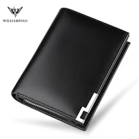 williampolo genuine leather men slim wallet luxury brand casual wallet purse standard card holders high quality wallets for men