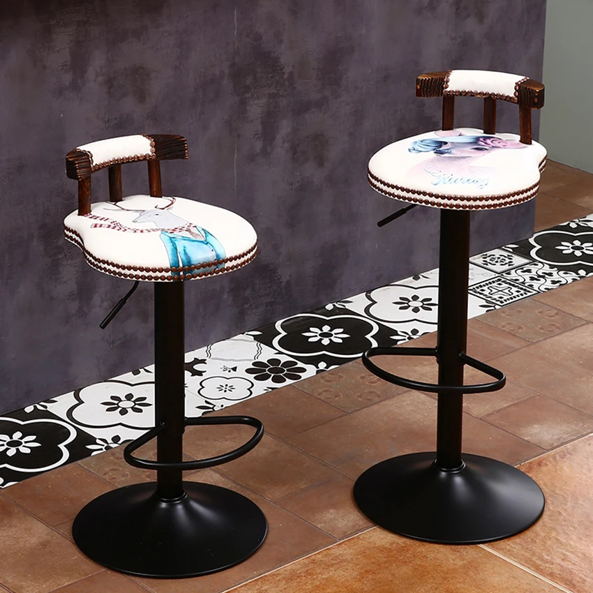 Вращающийся барный стул в деревенском ретро стиле креативный для кафетерия бара