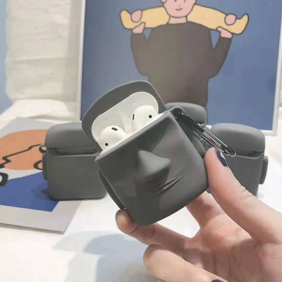 stone Для AirPods Pro Чехол 3D Милый Забавный инопланетянин кавайный мультяшный чехол для наушников для AirPods 3 Мягкий защитный чехол с крючок карабина - Цвет: stone