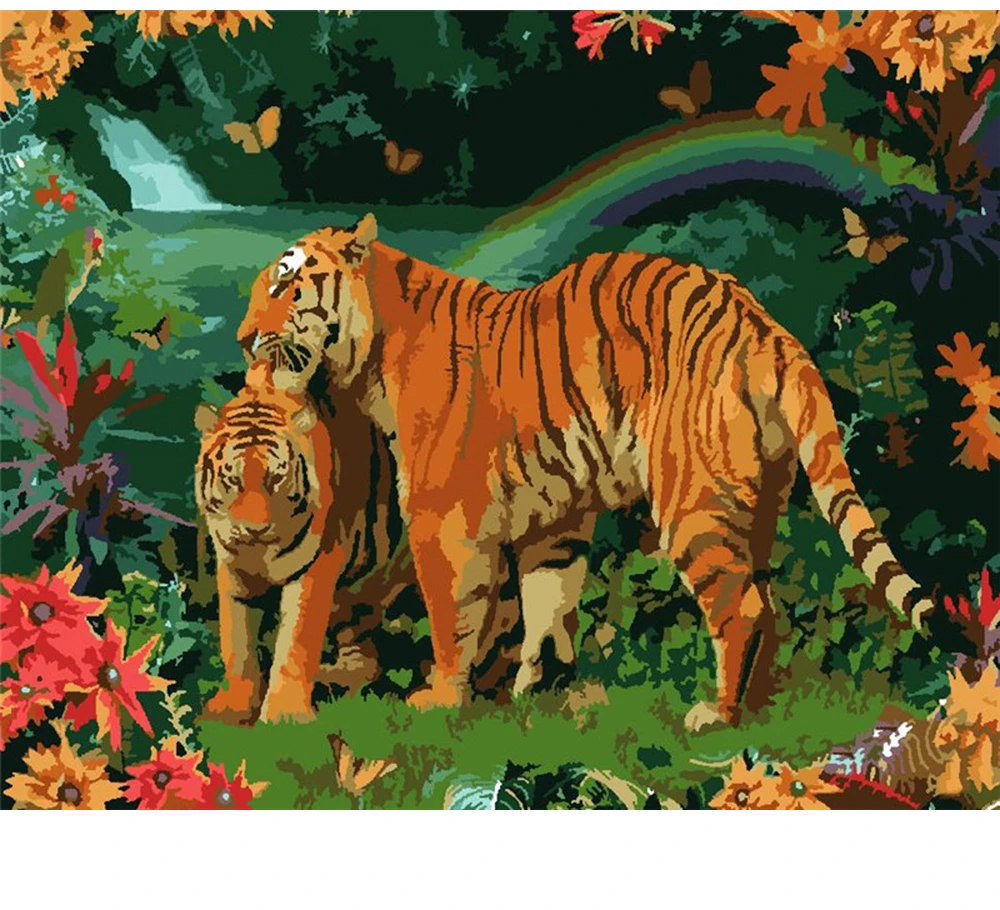 

CraftArtGo Painting By Numbers Animal painting On Canvas HandPainted Gift Picture By Number Waterfall Kits Home Decoration