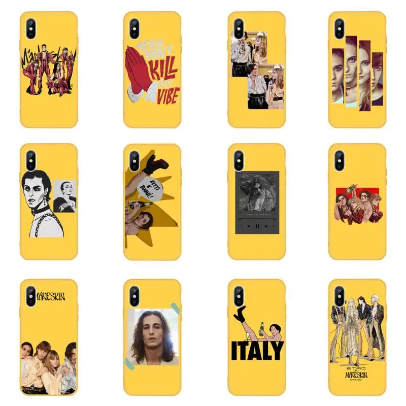 

maneskin damiano david cartoon Phone Case Candy Color for iPhone 6 6S 7 8 11 12 XS X SE 2020 XR mini pro Plus MAX mobile bags