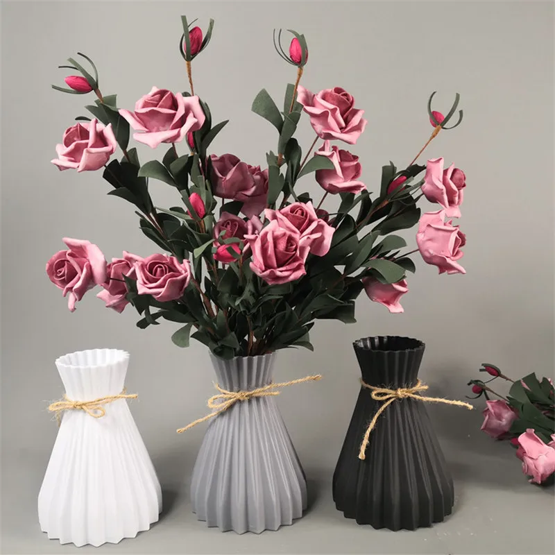 

Shatterproof Vase Origami Plastic Vases For Home European Wedding Decorations Imitation Ceramic Flower Pot Simplicity Basket Hot