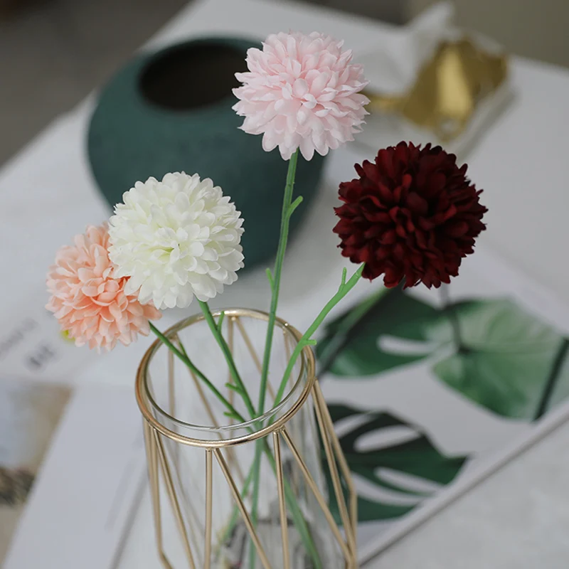 

chrysanth flower ball pompom simulation artificial flower home Christmas decor wedding holding flower road lead fake flower wall