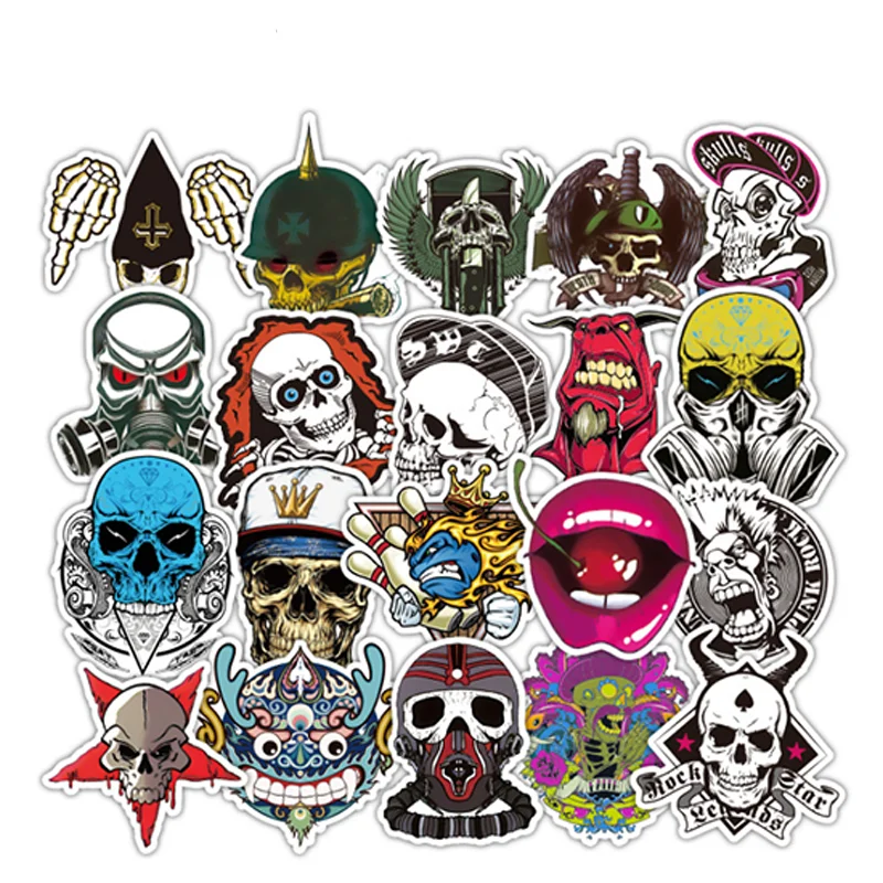 

10/30/50PCS Retro Cartoon Hip Hop Creative Fashion Popular Skull Boy Suitcase Guitar Sticker Decorative Toy Wholesale