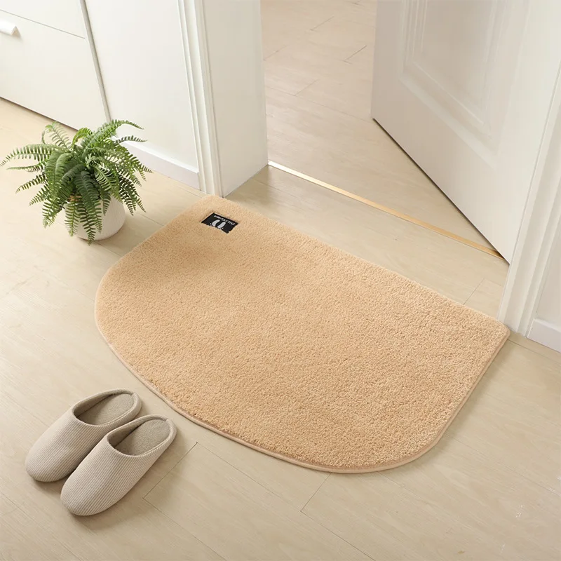 

Anti-skid Bathroom Mat Bath Toilet Carpets Microfiber Fluffy Floor Rugs For Bathtub Side Doormat Semi-circle Feet Pad Washable