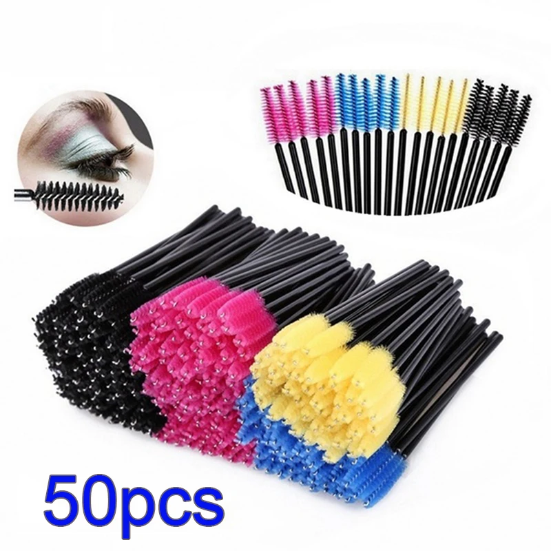 

50Pcs Disposable Silicone Gel Eyelash Brush Comb Mascara Wands Eye Lashes Extension Tool Pro Beauty Makeup Tool For Women