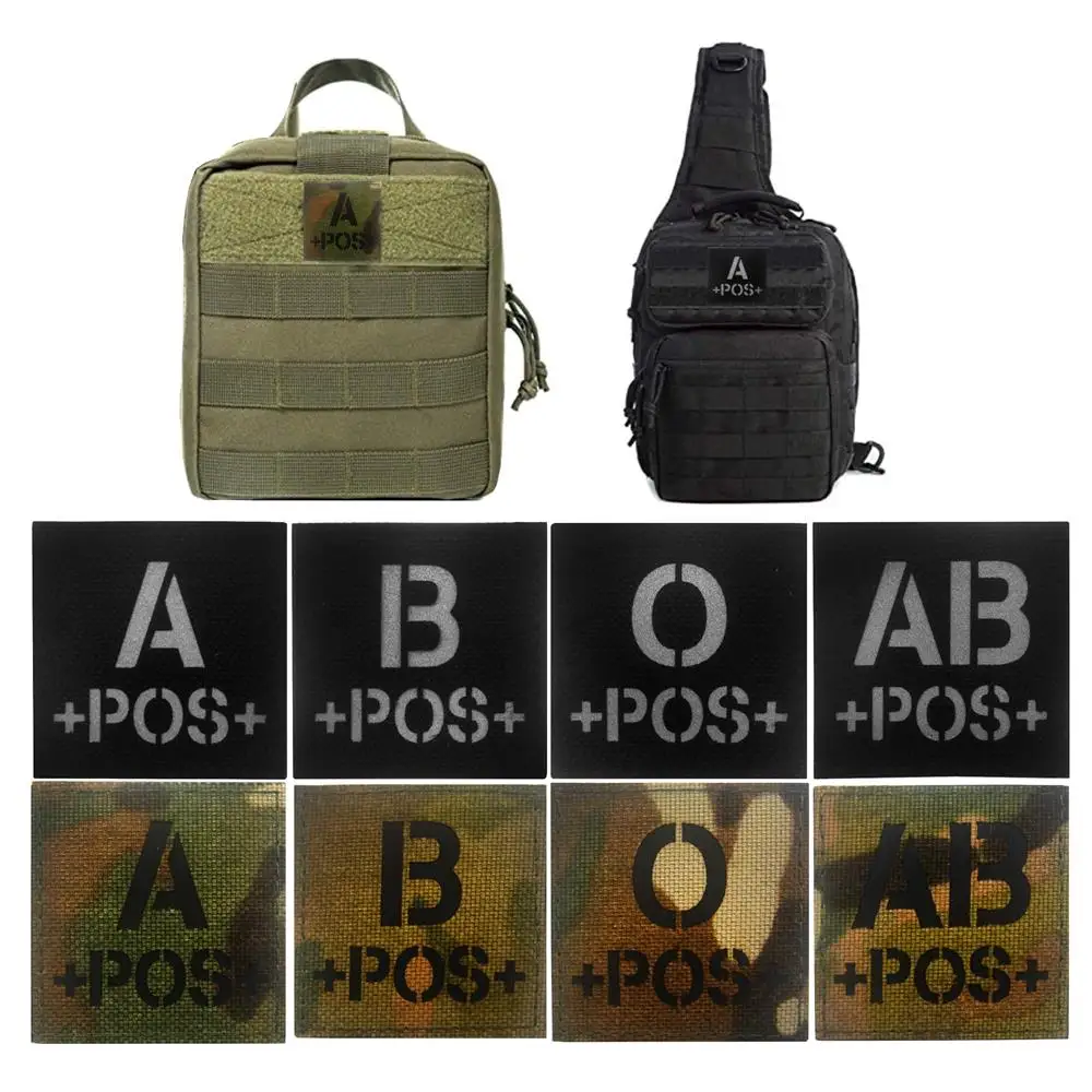 

Blood Type Reflective Patch Armband Badge First Aid Recsue Decorative A B O AB Sewing Applique Tactical Patches
