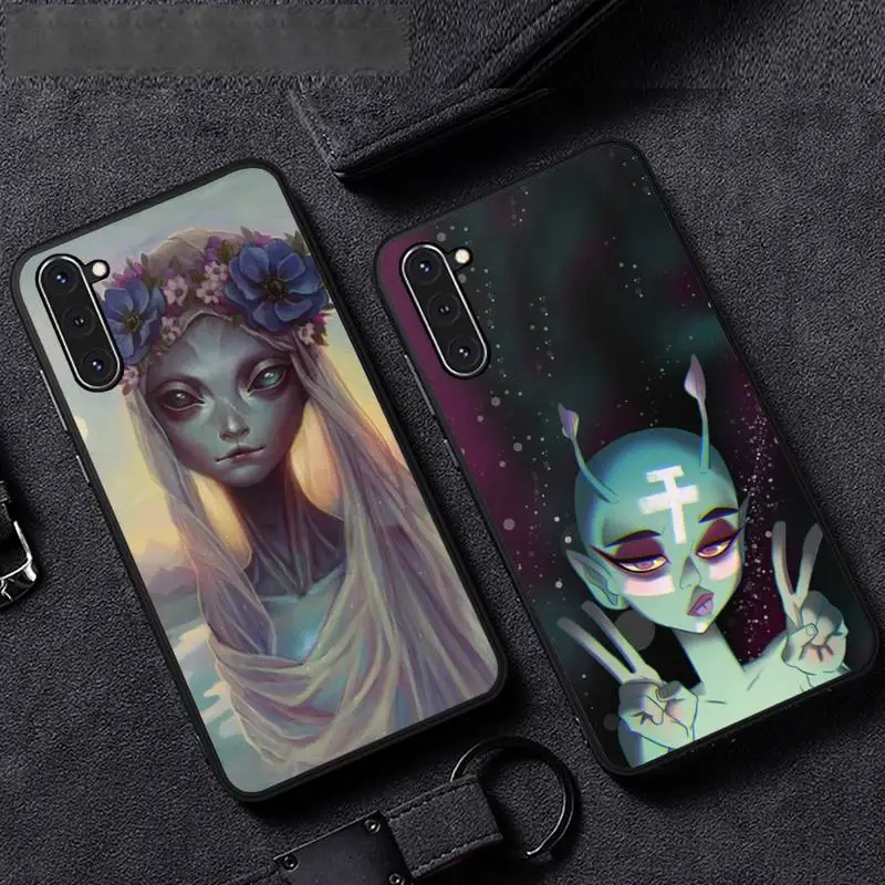 

Trippy Tie Dye Peace Alien Phone Case For Samsung galaxy S A note 6 7 8 9 10 20 31 40 50 51 71 edge plus 5G mobile bags