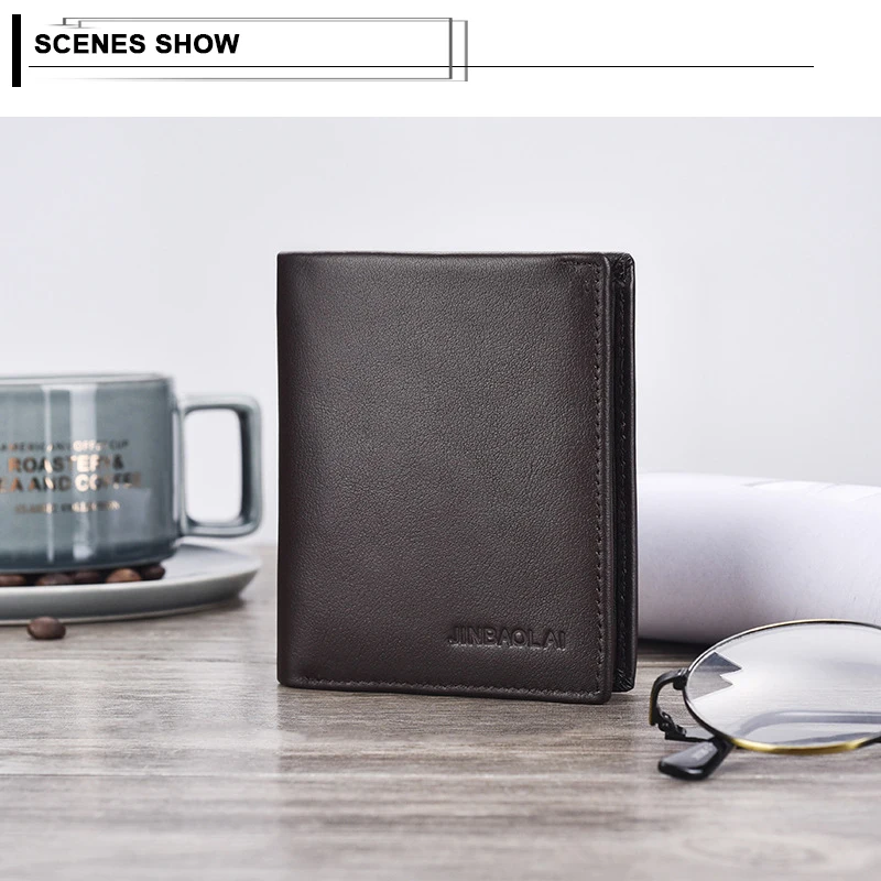 Мужской тонкий кошелек из воловьей кожи RFID Блокировка мульти-карта держатель для