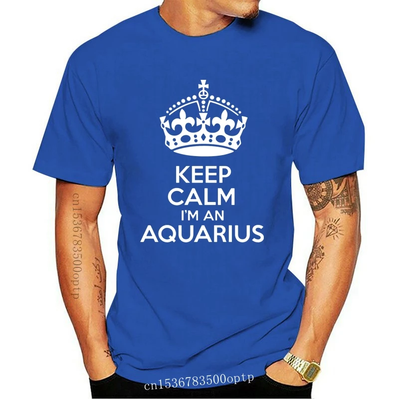 

New Keep Calm I'M An Aquarius Men'S T Shirt Funny Humour Birthday Zodiac Funny Design Tee Shirt