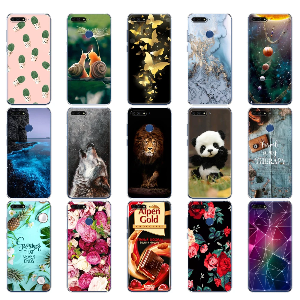for huawei y6 2018 case 5 7 inch atu l21 silicon soft tpu back phone case cover for huawei y6 prime 2018 protective coque bumper free global shipping