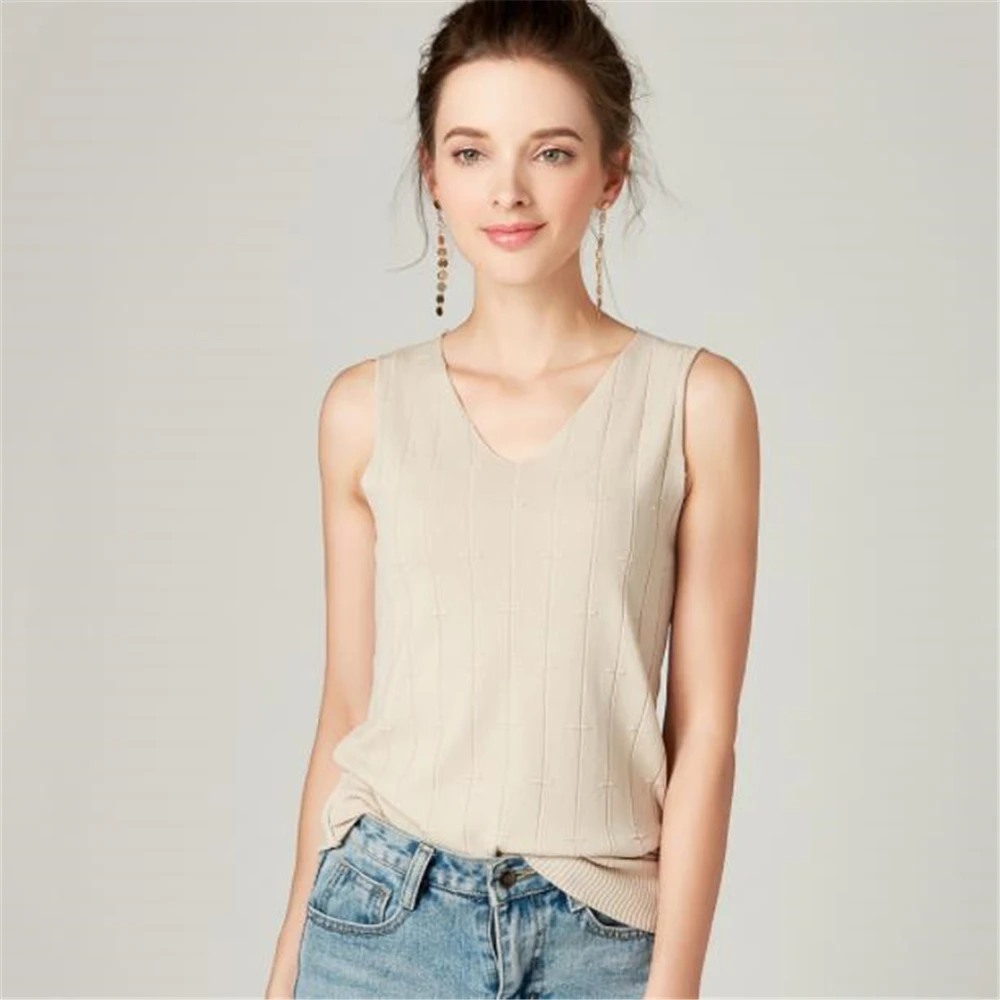 

Трикотажные топы с V-образным вырезом, повседневный облегающий жилет, женские летние тонкие футболки, Женский винтажный вязаный крючком эла...