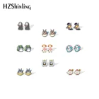 Новинка 2021, серьги-гвоздики Mei и белый Тоторо, смешная кошка, шина, искусственная эпоксидная смола, для девушек