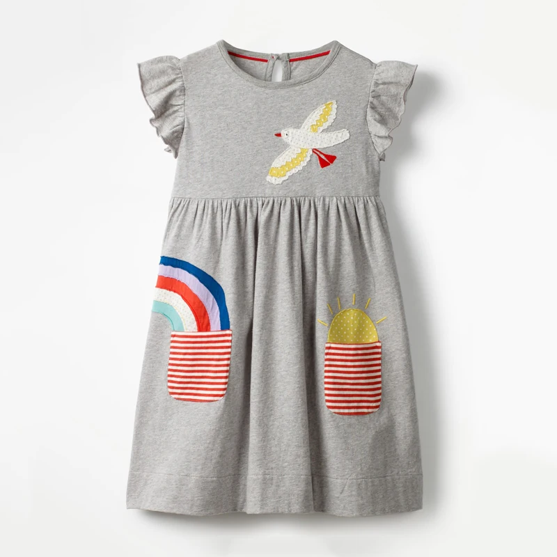 Little maven Dress Лето Животное Аппликация Девушки одеваются для детской одежды Хлопок Детей Платье Принцессы Единорог Детское Платье - Цвет: S0661 same picture
