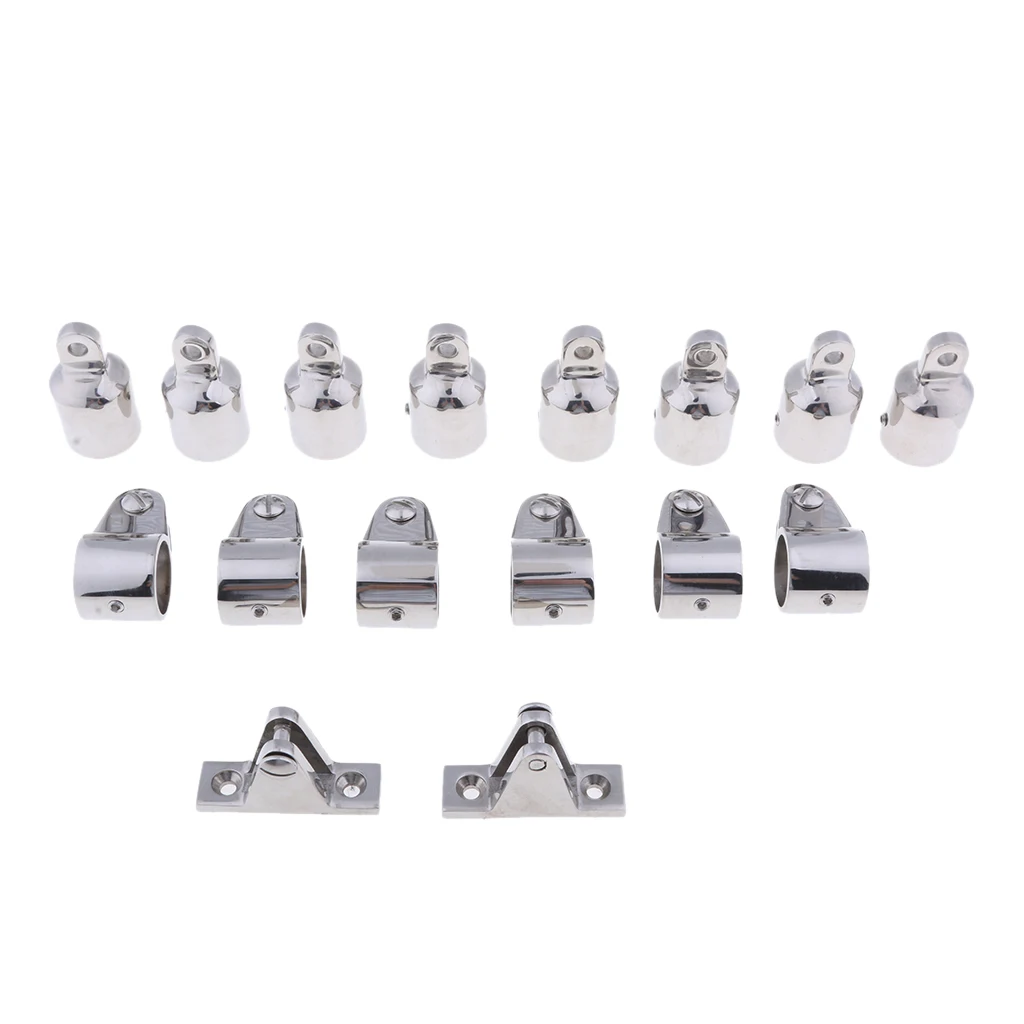 

16 Pcs Boat Bimini Top Fittings Stainless Steel - Eye End+Jaw Slide+Deck Hinge For Watercraft/Yacht Boat Accessories Marine