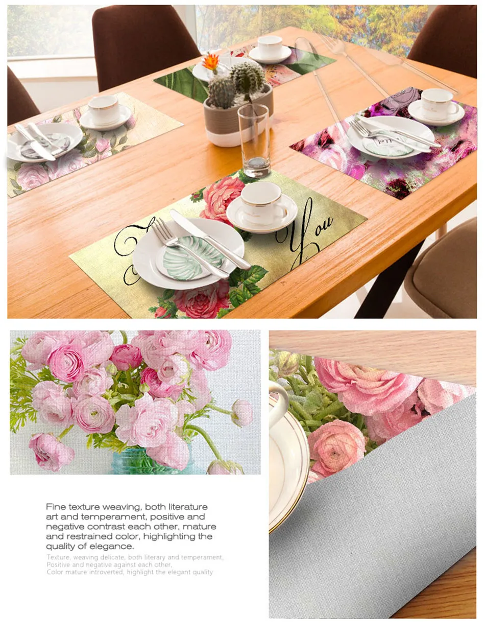 Fuwatacchi Coffee Place Mat Linen Ramadan Dining Table Placemat Tableware Fiber Pad Coaster Eid Party Supplies Table Placemats