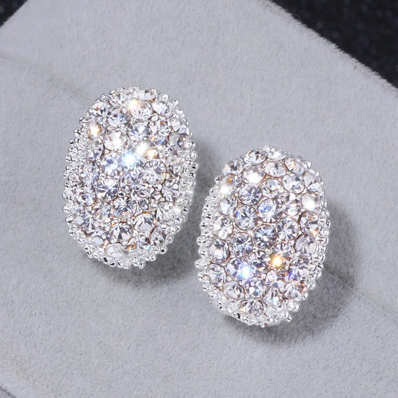 

2022 New Luxury Oval silver color koreanearrings For Women Lady Anniversary Gift Jewelry Wholesale E5893