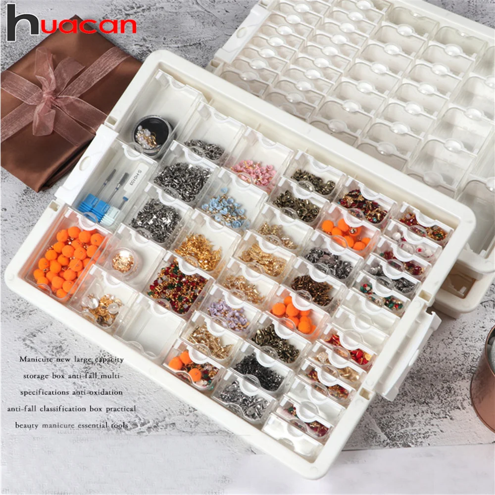 

Huacan Diamond Painting Containers For Drill Mosaic Tool Accessories Plaid Jewelry Diamond Mosaic Transparent Storage Box