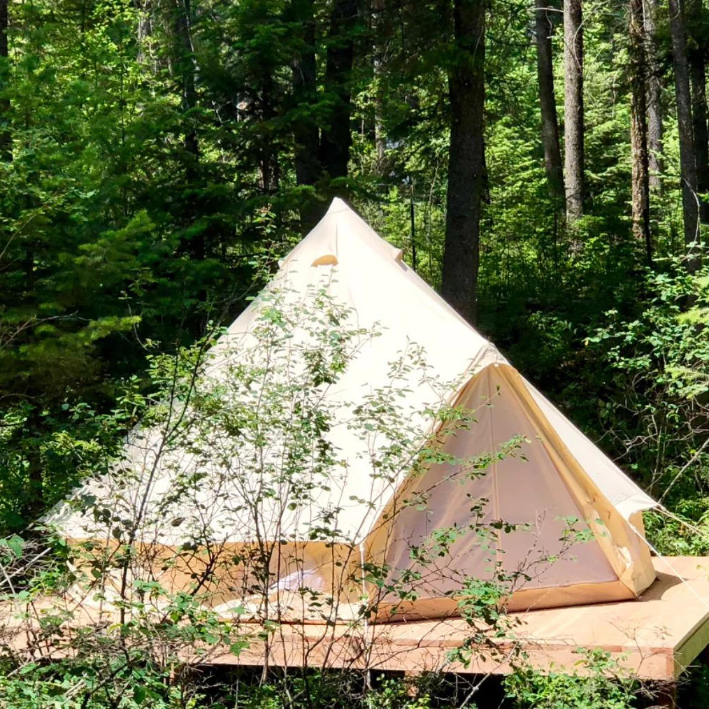 4M meter cotton canvas bell tent Luxury all four season winter outdoor safari camping waterproof living yurt