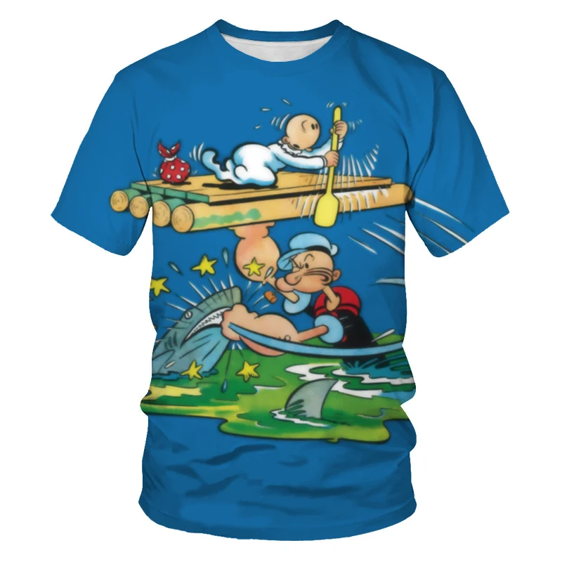 

Cartoon anime Popeye 3D printing fashion men's and women's short-sleeved T-shirt soft material outdoor casual loose men's T-shir