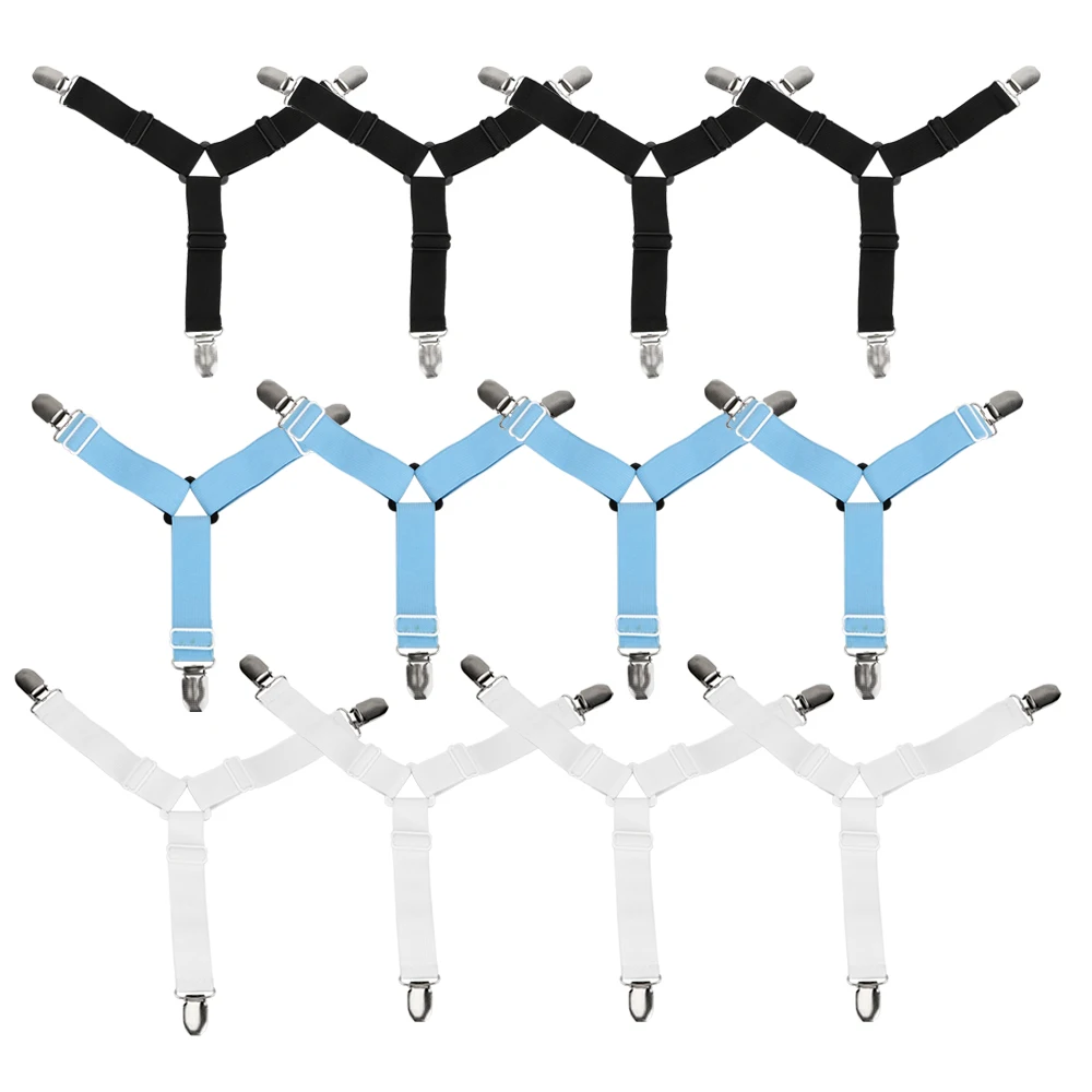 

Зажимы для фиксации простыни, нескользящий ремень, регулируемые захваты для чехла, держатель, 4 шт., ремни для крепления матраса, пододеяльни...