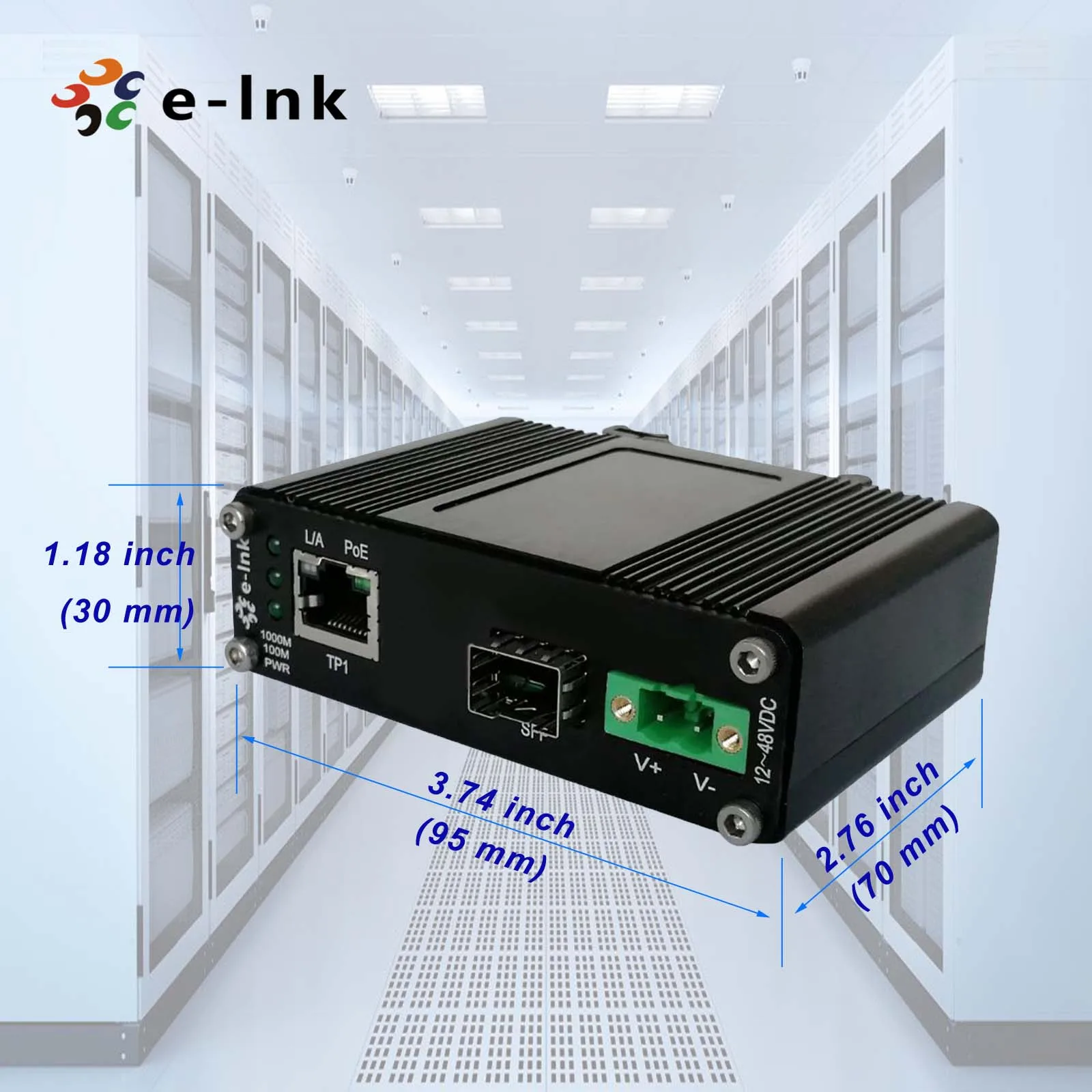 E link Mini 1 порт 100/1000 Мбит/с SFP двойная скорость и 10/100/1000base t с 60 Вт PoE + промышленный