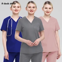 multifunctional medical uniforms high quality stretch fabric nursing scrubs suits tops pants pet nurse dentistry work uniforms