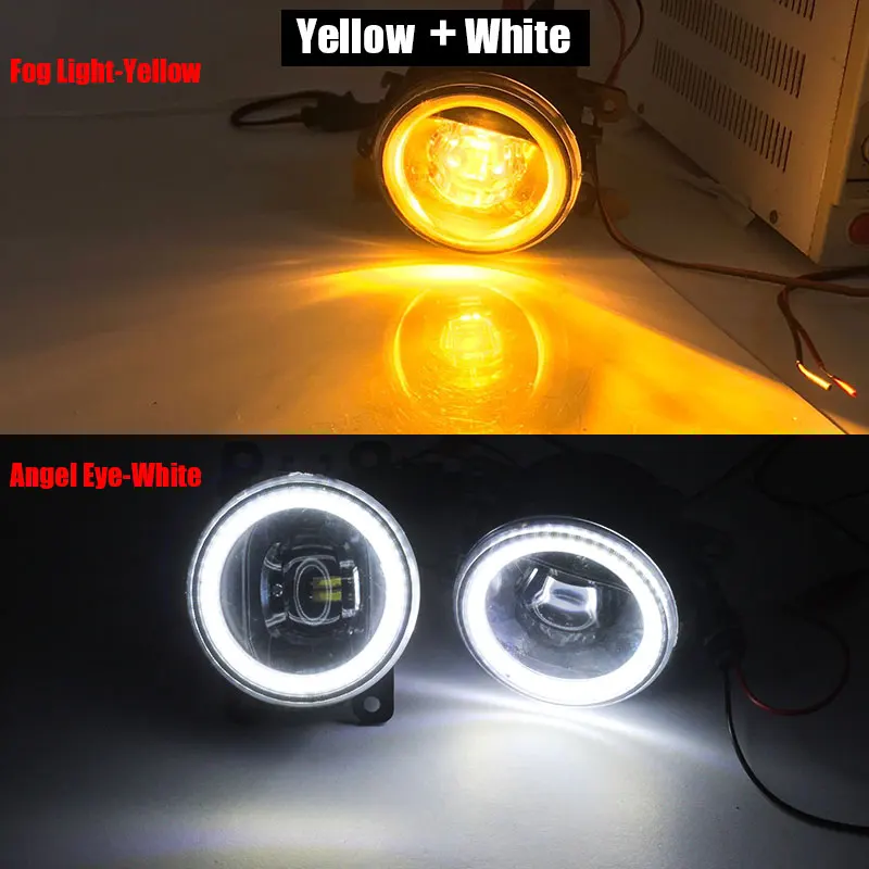 Yellow and White Cawanerl для Ford EcoSport 2013- автомобильные аксессуары 4000LM светодиодный противотуманный фонарь светильник комплект Ангел глаз DRL Дневной светильник H11 12V - Цвет: Yellow and White