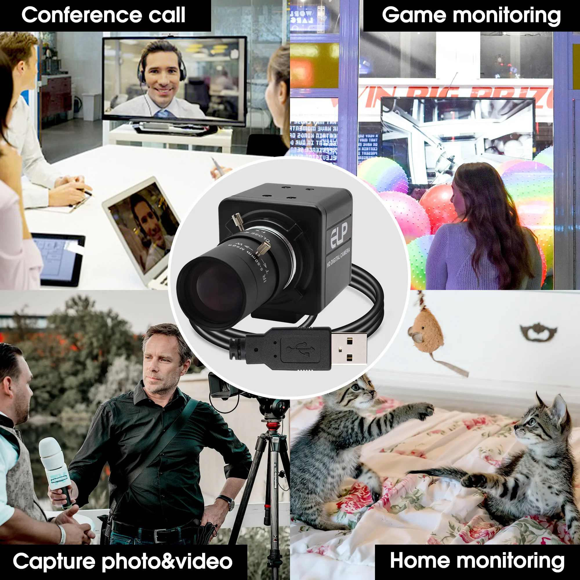 

NEW 4K USB Camera 3840x2160 30fps Sony IMX415 Sensor HD USB Webcam Video Camera with Manual Zoom Varifocal Lens