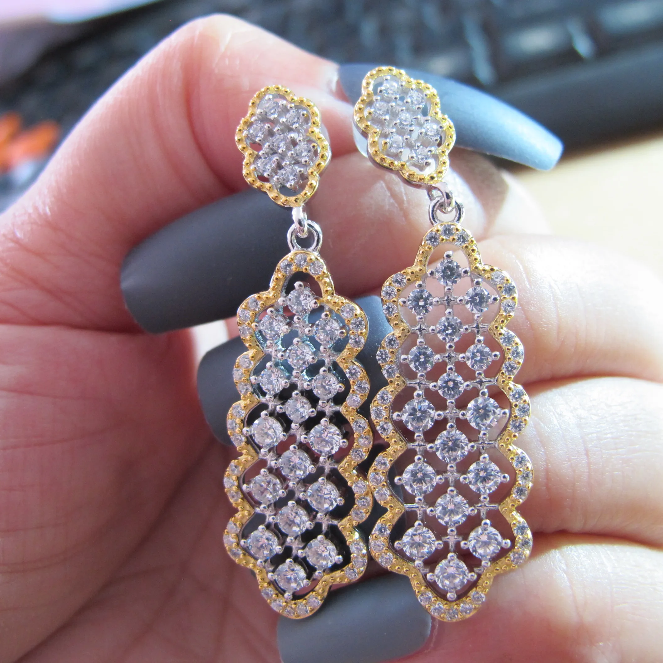 

Женские 2020 Новый Настоящее 925 Серебро CZ камень циркон геометрические длинные Винтажные серьги ювелирные изделия для женщин вечерние