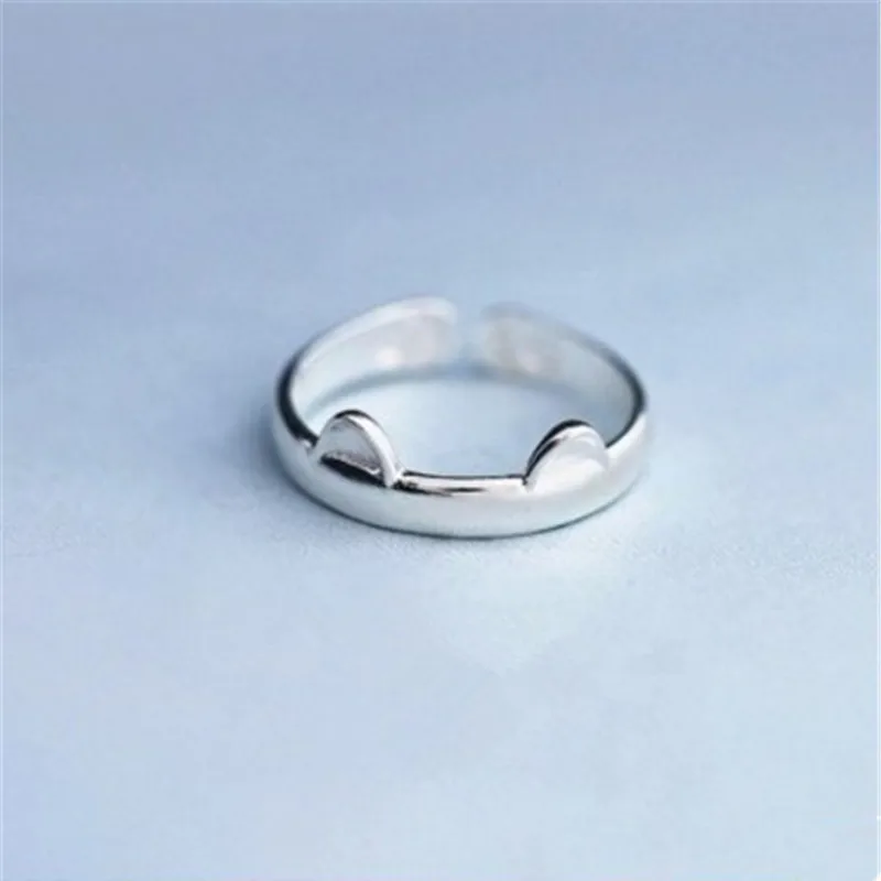 S925 Серебряные Регулируемые кольца в виде кота цветка животного на удачу для