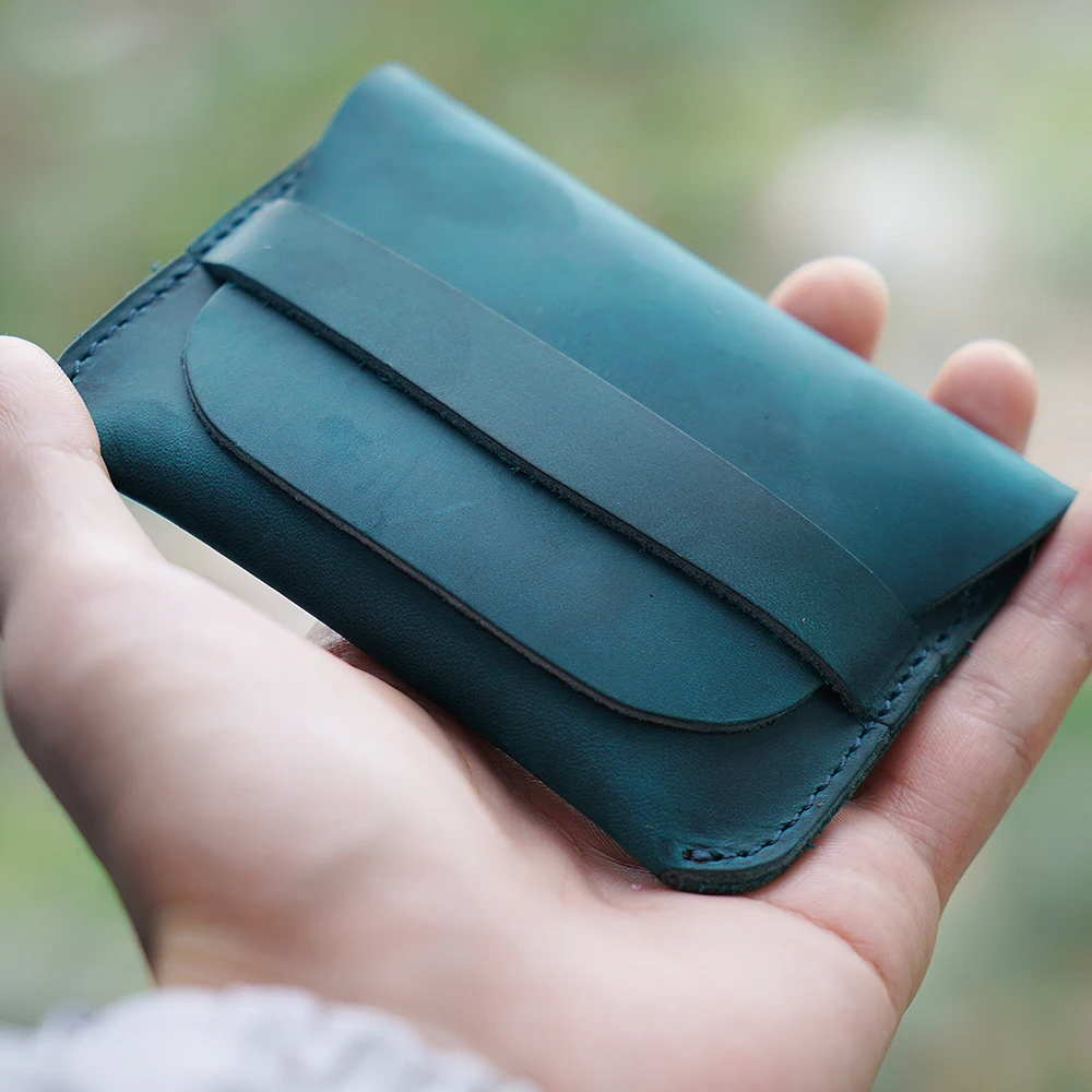 

100 pieces / lot 10x8cm genuine leather credit ID card holder Vintage business card holder Retro Male Coin purses wallets