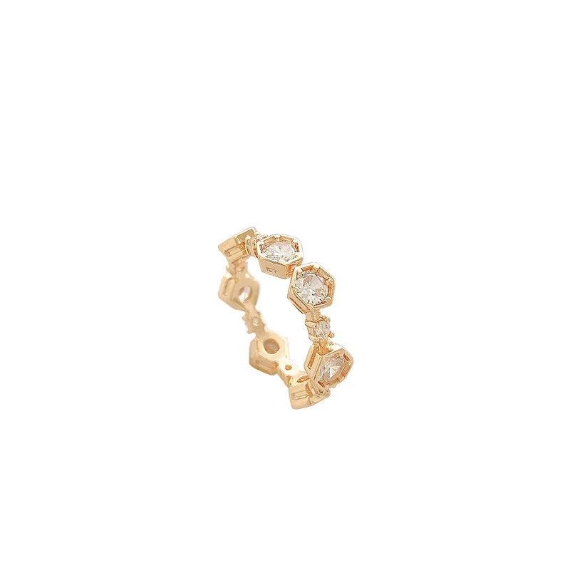 

New fashion light luxury advanced sense cold wind retro square diamond opening female finger ring
