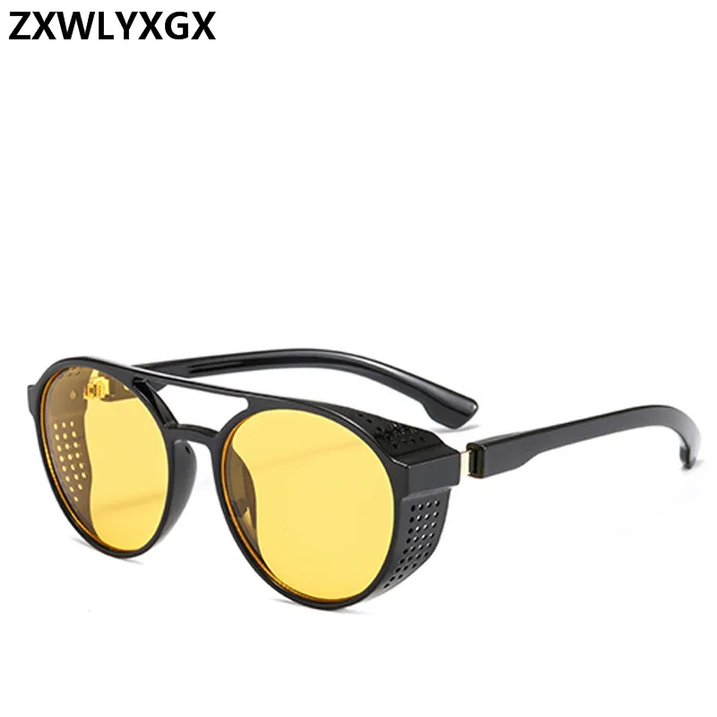 Солнцезащитные очки в стиле стимпанк унисекс ретро круглые откидные для