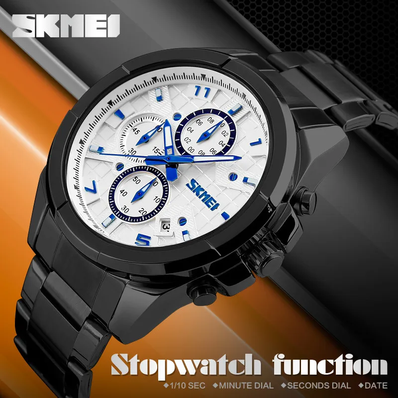 Топ бренд SKMEI Мужские кварцевые часы простой дизайн из нержавеющей стали мужские