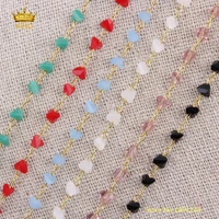 5meters 3mm small glass beads chains findingsfaceted chips crystal glass plated gold links glass chains crafts chokers hx225