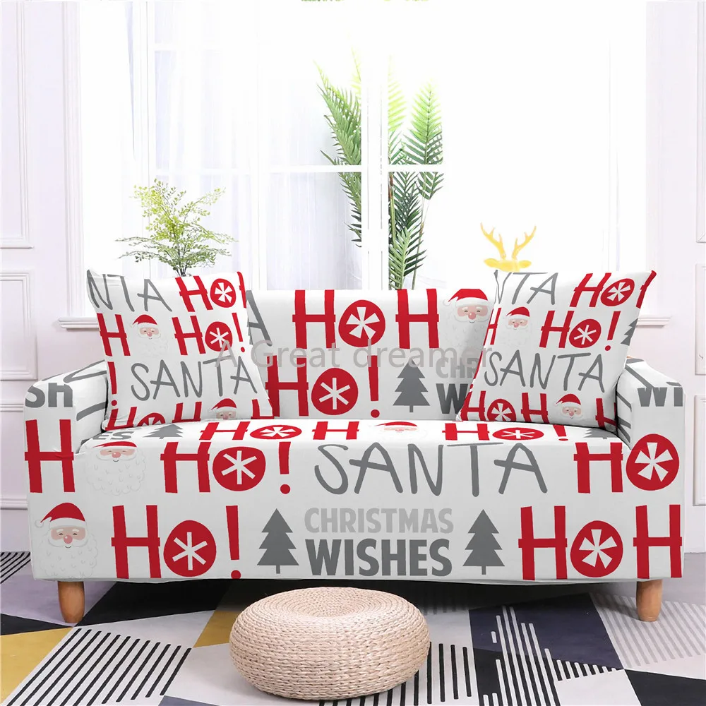 

3D Printed Christmas Sofa Cover Festival Sofa Couch Red L-shape Sofa Cartoon Slipcover For Living Room Kids Gift1/2/3/4-seater