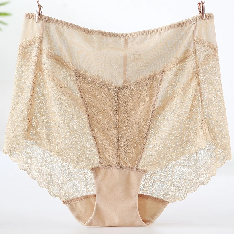 

a feminina com cintura alta renda transparente oco malha calcinha de grande tamanho cueca feminina sexy grandes cuecas 4xl