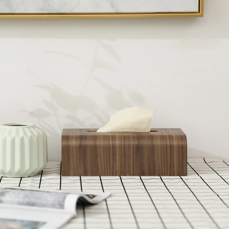 

New Creative Walnut Tissue Box Home Living Room Coffee Table Desktop Paper Storage Box Simple Fashion Car Tissue Holder
