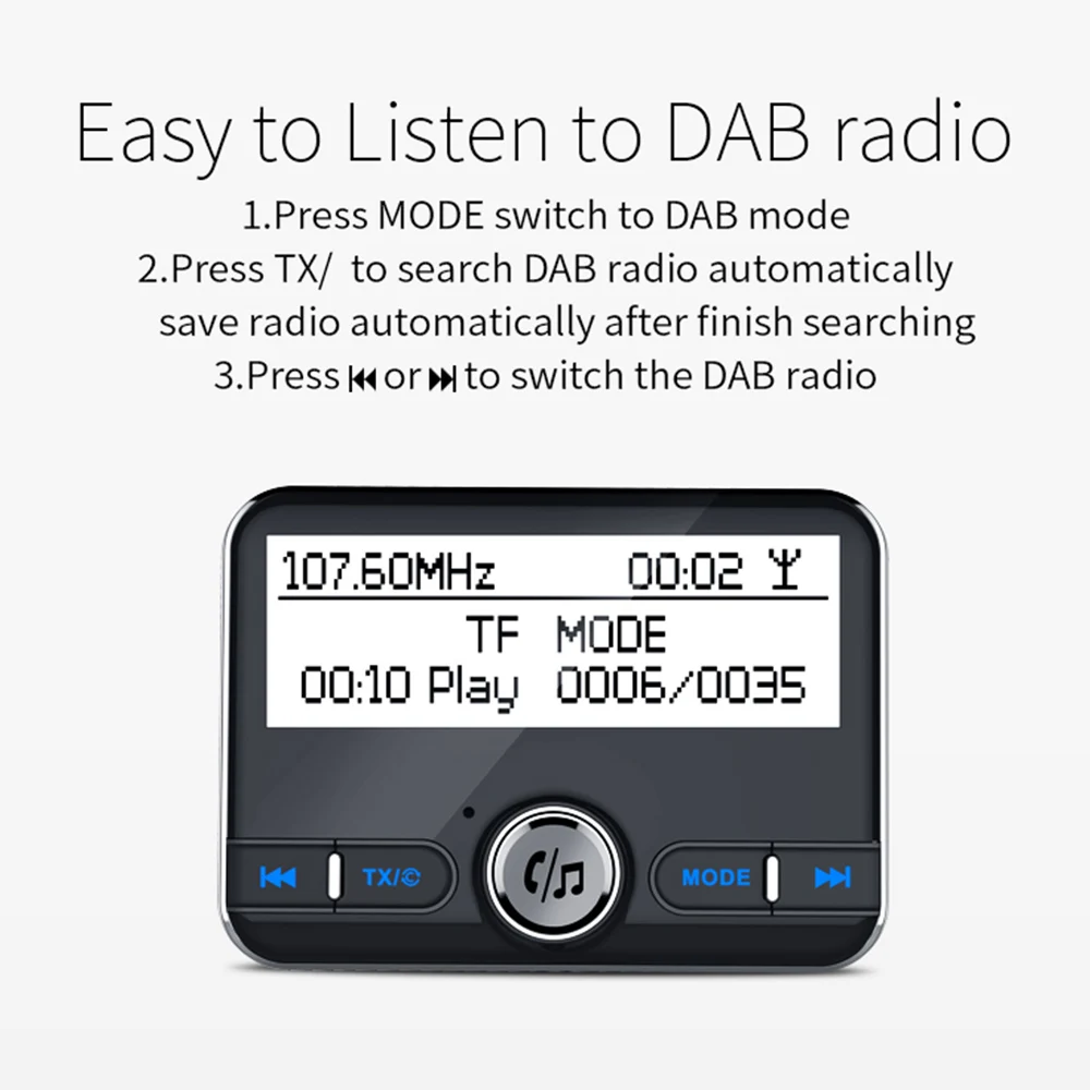 DAB002 DAB цифровой радио ресивер FM-тюнер радио автомобиля Bluetooth 4,2 передатчик адаптер зарядного устройства FM DAV приемник FM/am тюнер цифрового вещания