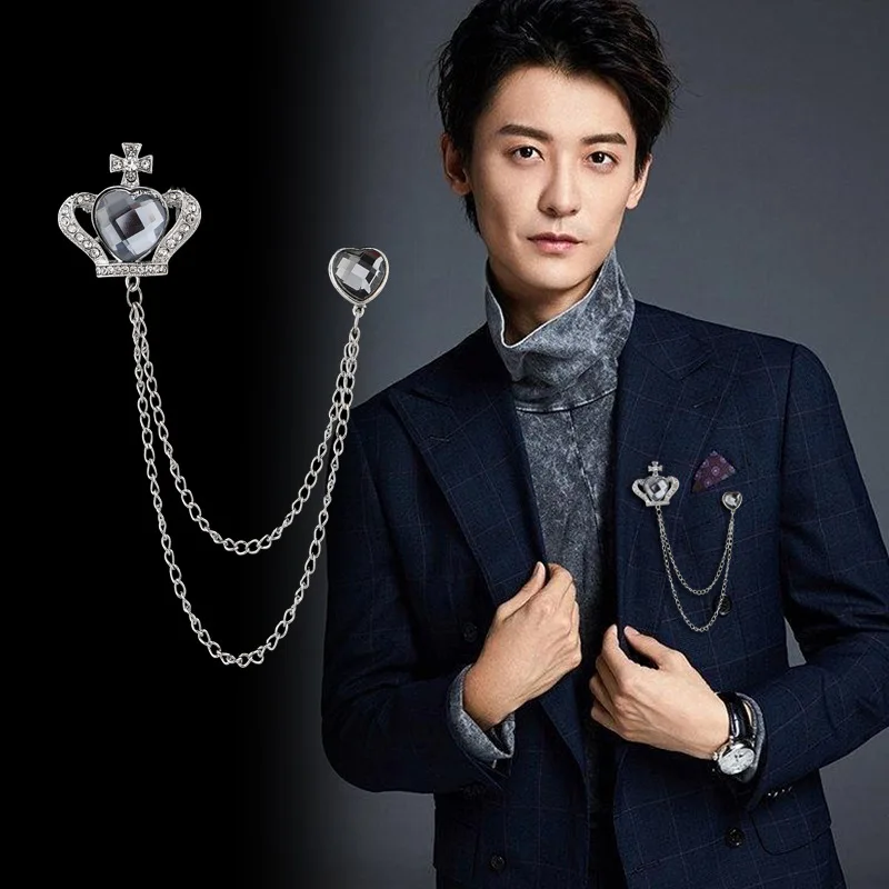 Новинка в винтажном стиле Корейская крыло значок Корона Мужская металлическая