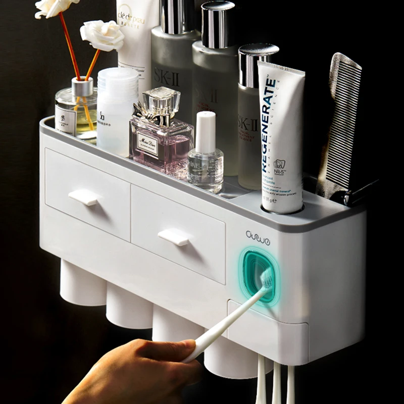 Магнитный держатель для зубных щеток Автоматический Диспенсер зубной пасты