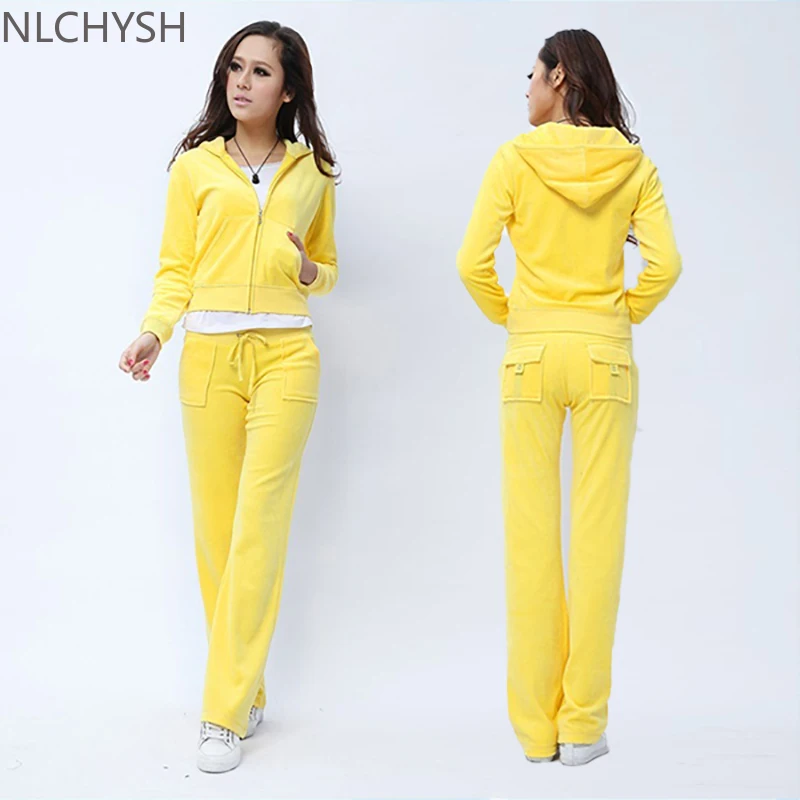 

Spring/Fall 2021 Women's Brand Velvet Fabric Tracksuits Velour Suit Women Track Suit Hoodies And Pants Fat Sister Sportswear